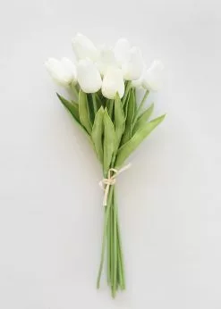 Afloral.com Artificial Flowers Real Touch Tulip Flower Bundle Of 12 - 14.5"