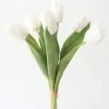 Afloral Bundle Of 7 White Real Touch Tulip Flowers - 14"