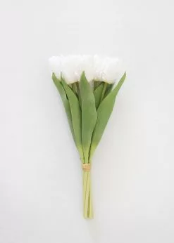 Afloral Bundle Of 7 White Real Touch Tulip Flowers - 14