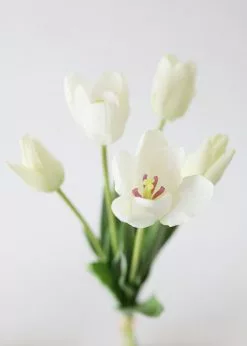 Afloral Bundle Of 5 Real Touch White Tulips - 22