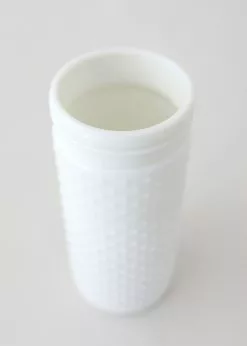 Afloral Tall Glass Hobnail Jar In White - 10
