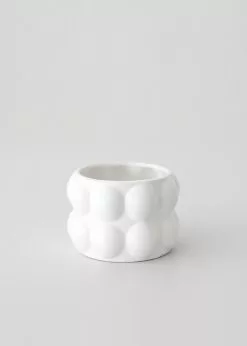 Afloral White Ceramic Large Hobnail Pot - 3"