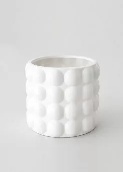 Afloral Hobnail Textured Pot In White - 5.25" Vases