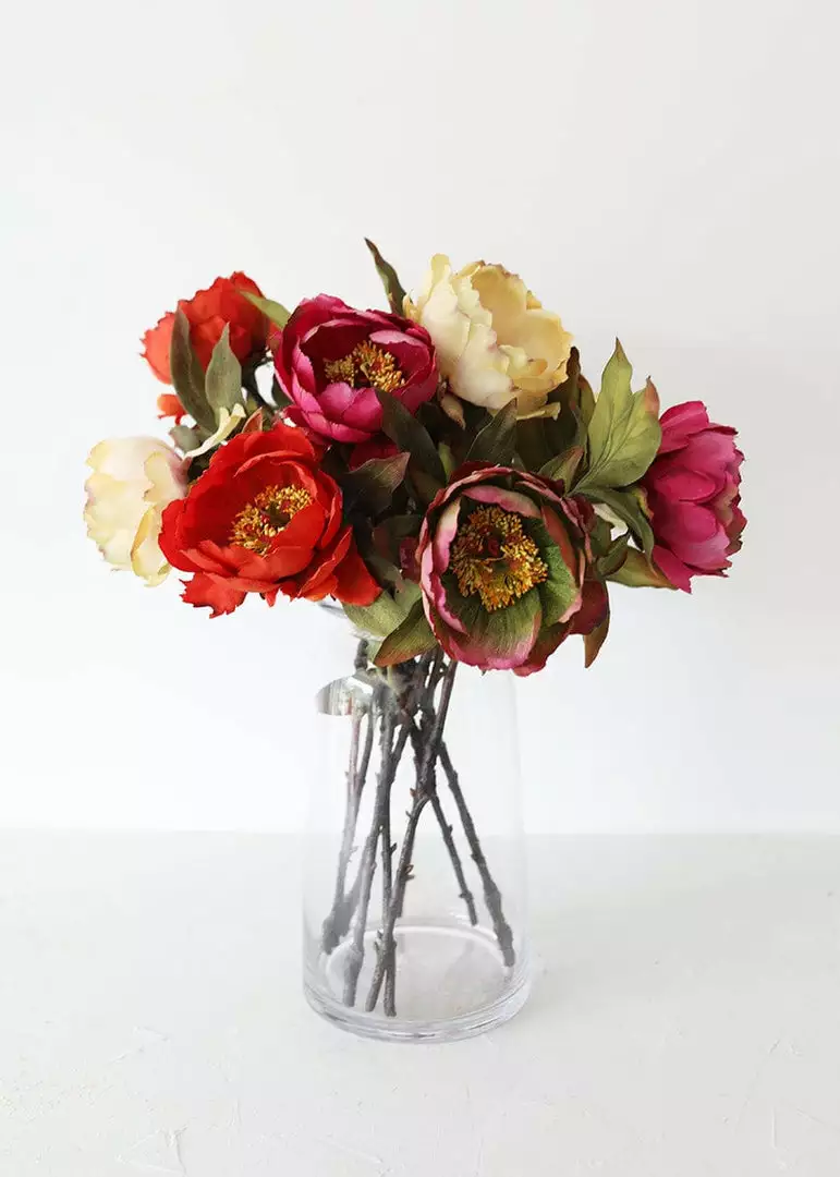 Afloral Artificial Flowers Fuchsia Artificial Peony Flower - 22"