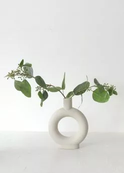 Afloral Handmade Stoneware Circle Vase - 9.25