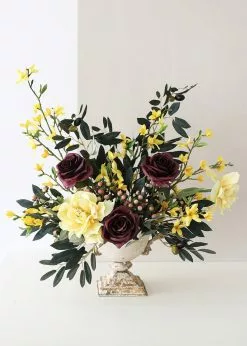 Afloral Silk Flowers Rose In Plum Purple - 21.5