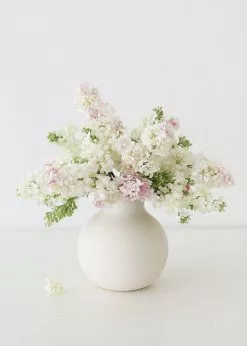 Afloral Creamy White Round Ceramic Vase - 8" Vases