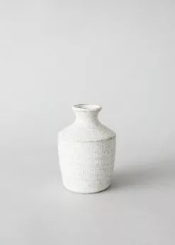 Afloral Hari Bud Vase In Distressed White Ceramic - 4.5"