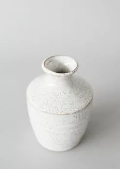 Afloral Hari Bud Vase In Distressed White Ceramic - 4.5