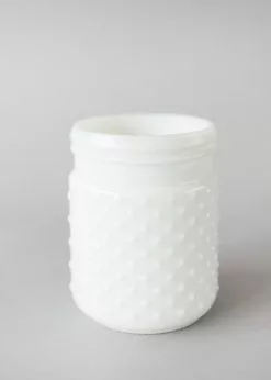 Afloral White Glass Hobnail Jar - 5