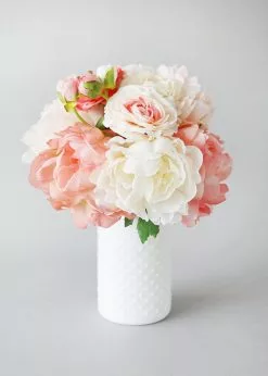 Afloral Vases Glass Hobnail Jar In White - 7.5