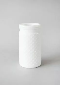 Afloral Vases Glass Hobnail Jar In White - 7.5