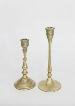 Afloral Set Of 2 Aluminum Candlestick Holders - 7.5-9.5"