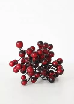 Afloral Burgundy Fake Berries Pick - 9" Artificial Plants