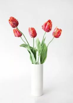 Afloral Artificial Flowers Tie Dye Red Artificial Parrot Tulip - 25