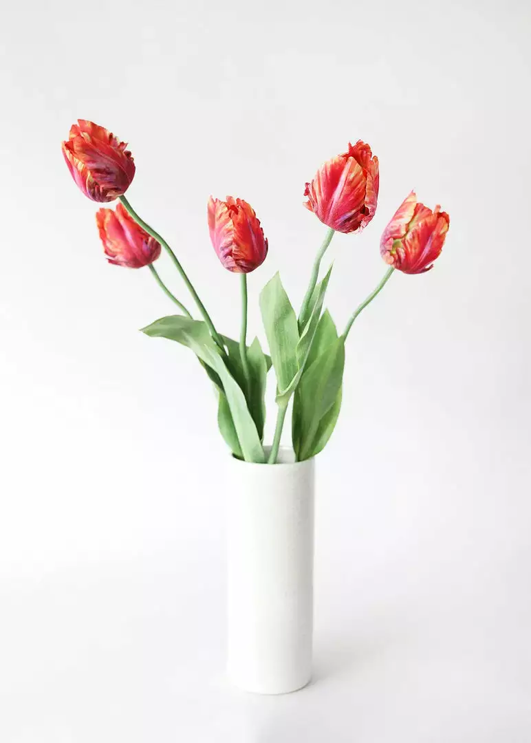 Afloral Artificial Flowers Tie Dye Red Artificial Parrot Tulip - 25"