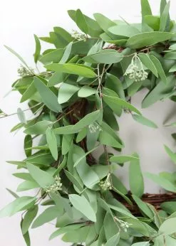 Afloral Real Touch Seeded Eucalyptus Leaf Wreath - 24" Artificial Plants