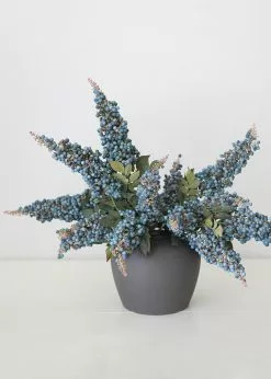 Afloral Artificial Flowers Faux Blue Berry Cluster Branch - 37"
