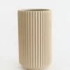 Afloral Ceramic Wide Ridged Beige Vase - 10"