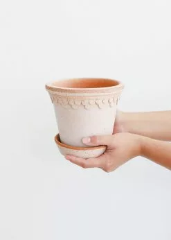 Afloral.com Bergs Pink Washed Clay Pot With Drainage - 6