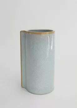 Afloral Blue Slate Ceramic Cylinder Vase - 9"