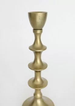 Afloral Set Of 2 Antique Gold Candle Holders - 7-10