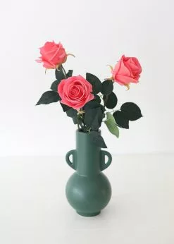 Afloral Dark Green Ceramic Floral Vase - 10.75