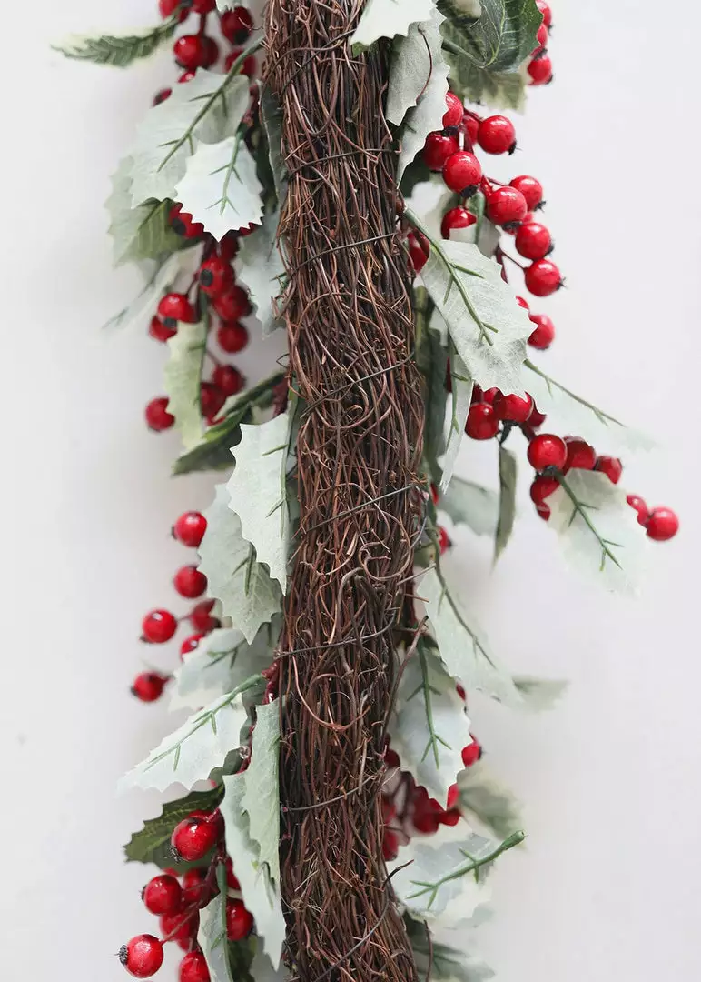 Afloral Outdoor Waterproof Holly Berry Christmas Garland - 4' Artificial Plants