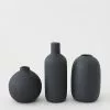 Afloral Set Of 3 Black Ceramic Bud Vases - 4.25-7"