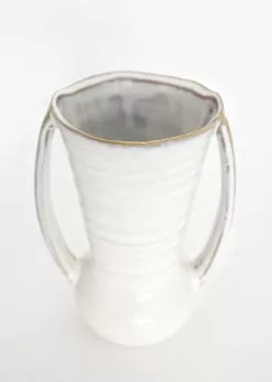 Afloral Farmhouse Ceramic Vase With Handles - 7.75