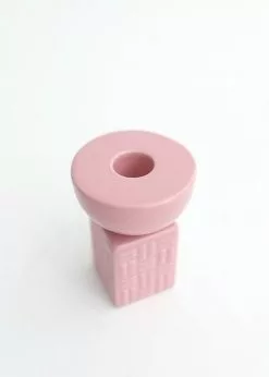 Afloral Textured Pink Geometric Candle Holder - 3.5