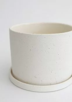 Afloral Speckled Ceramic Pot With Saucer - 5.5