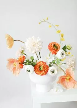 Afloral Artificial Flowers Silk Ranunculus In Cream - 13