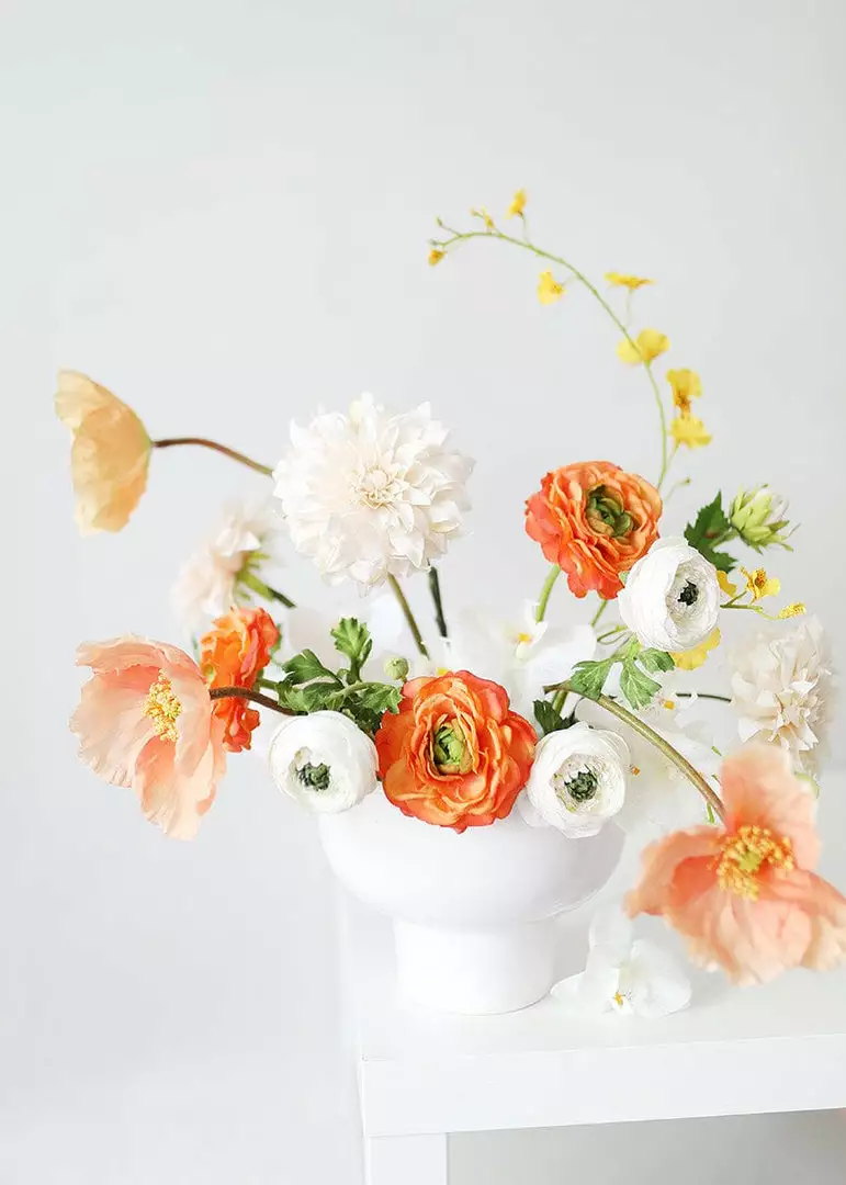 Afloral Artificial Flowers Silk Ranunculus In Cream - 13"