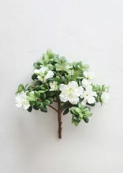 Afloral Artificial Flowers Silk Azalea Bush In Cream White - 12"