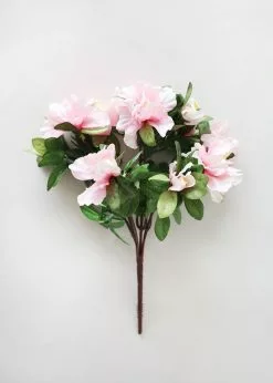 Afloral Artificial Flowers Pink Azalea Silk Flowers Bush - 13"