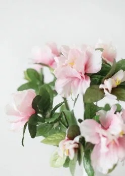 Afloral Artificial Flowers Pink Azalea Silk Flowers Bush - 13"