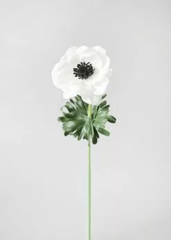 Afloral Artificial Flowers Real Touch White Anemone Flower - 14"