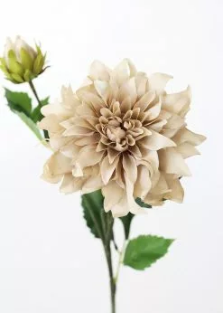 Afloral Dahlia Silk Flower In Taupe - 19.5