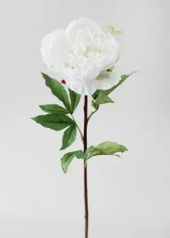 Afloral Natural Touch Peony In Cream White - 30"