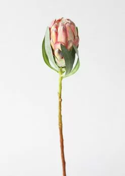 Afloral Faux Protea Flower In Coral Yellow - 18.5" Artificial Flowers