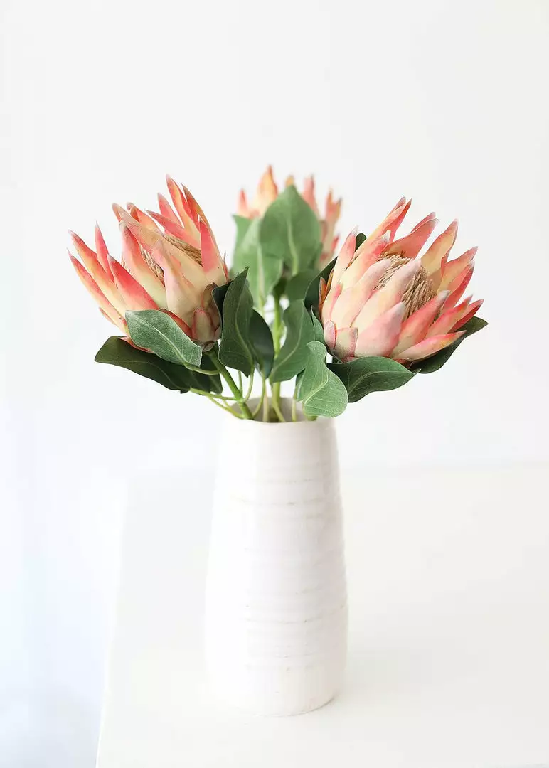 Afloral Coral Yellow Artificial King Protea - 29"