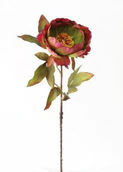 Afloral Fake Peony Flower In Purple Green - 22