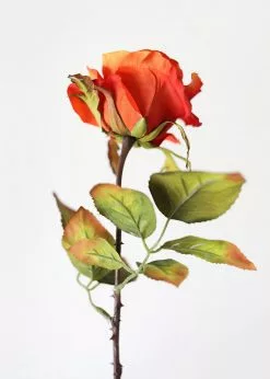 Afloral Artificial Flowers Fake Rose In Burnt Orange - 21