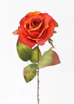Afloral Artificial Flowers Fake Rose In Burnt Orange - 21"
