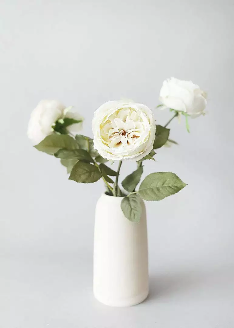 Afloral Eggshell Cream English Cabbage Rose - 25" Artificial Flowers