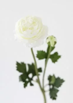 Afloral Cream White Ranunculus Silk Flower - 18.75" Artificial Flowers