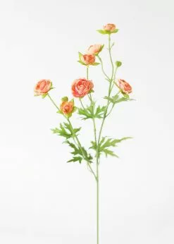 Afloral Silk Mini Ranunculus In Coral - 22" Artificial Flowers