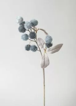 Afloral Artificial Globe Thistles In Blue Grey - 19.5"