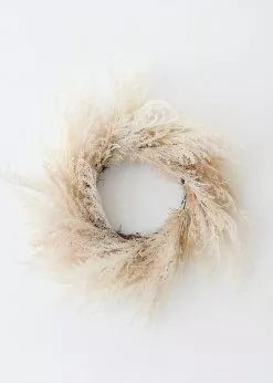 Afloral Neutral Faux Pampas Grass Wreath - 36" Artificial Plants